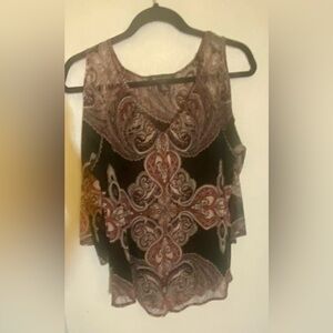 INC Boho V Neck Cold Shoulder Blouse Size Medium